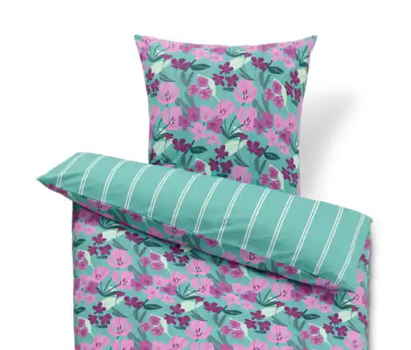 Bild 1 von Renforcé-Bettwäsche, Normalgröße, mint floral