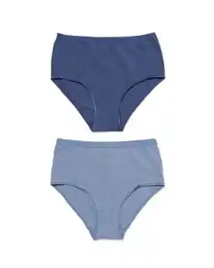 2er-Pack Damen-Taillenslips, Baumwolle/Elasthan blau