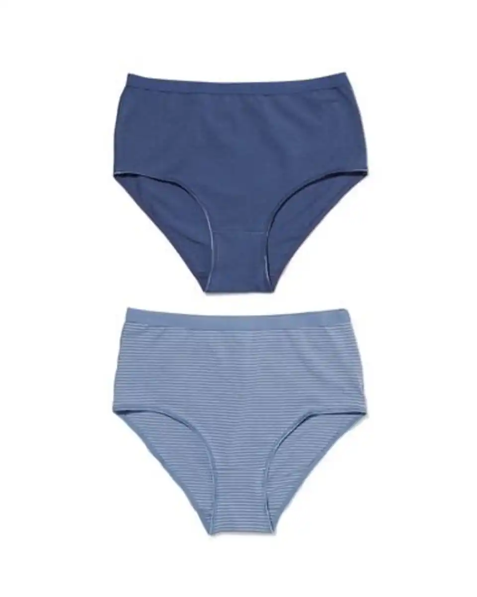 Bild 1 von 2er-Pack Damen-Taillenslips, Baumwolle/Elasthan blau