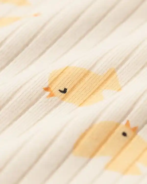 Bild 2 von Newborn-Wickelstrampler zum Mitwachsen, gerippt, aus Bambusstretch, Vögel ecru