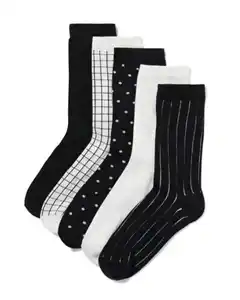 Damensocken mit Baumwolle-Dessin – 5 Paar schwarz