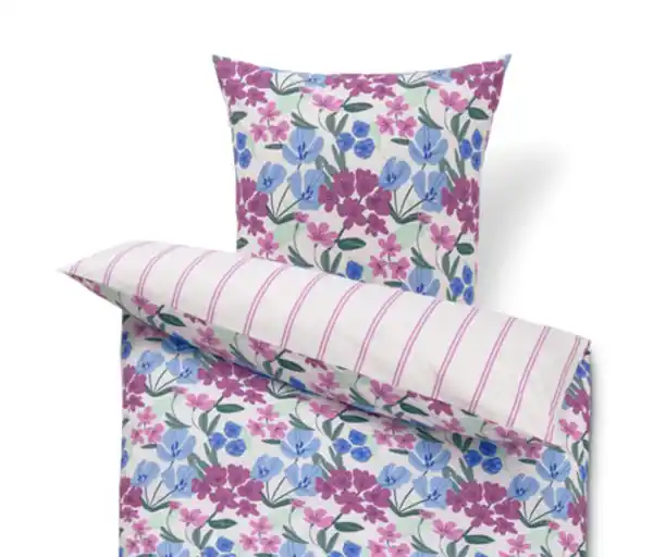 Bild 1 von Renforcé-Bettwäsche, Normalgröße, weiß floral