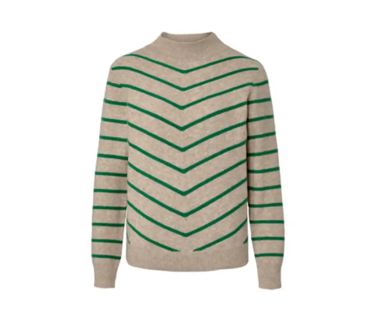 Bild 1 von Gestreifter Strickpullover mit Stehkragen, creme