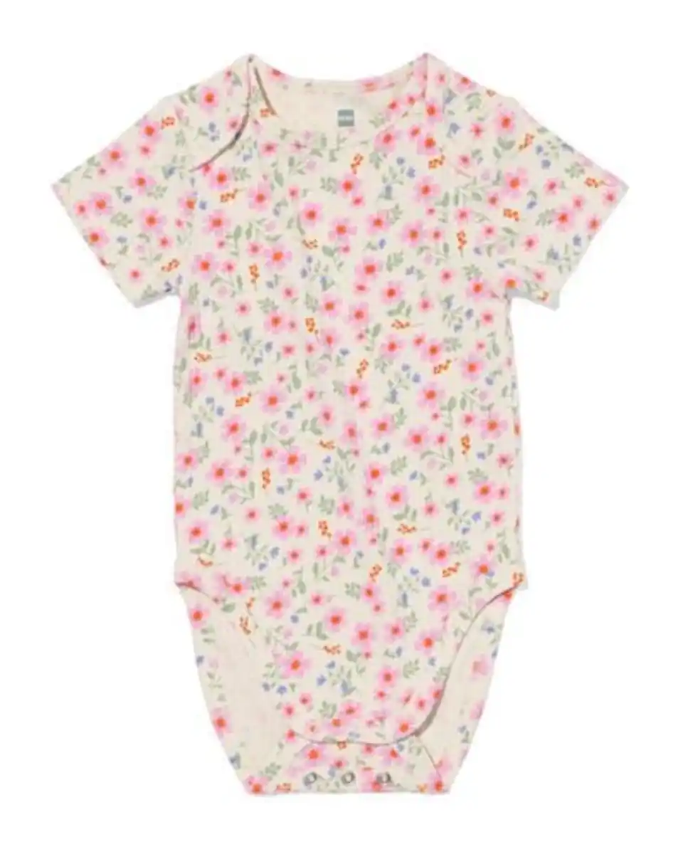 Bild 1 von Gerippter Strampler zum Mitwachsen Bambus mit Stretch Blumen rosa