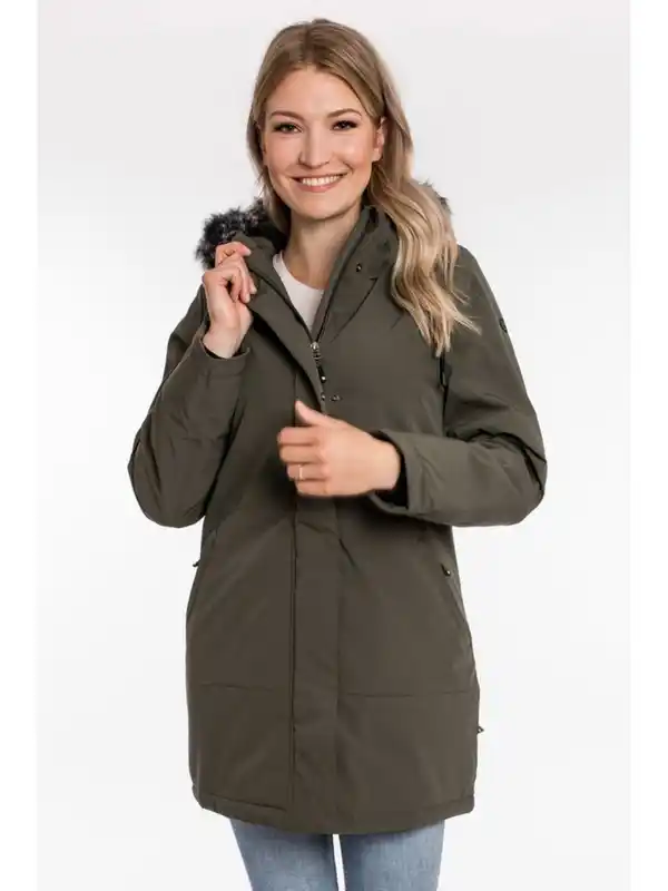 Bild 1 von DEPROC Active Parka DIAMOND PEAK Women mit abnehmbarem Kunstfellbesatz, Grün