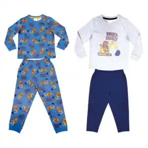 Pyjama, indigo/grau, 86/92, 2er Set