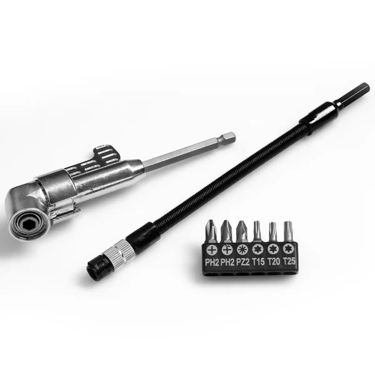 Bild 1 von Winkelschraubvorsatz und flexibler Bit-Halter - 8tlg.