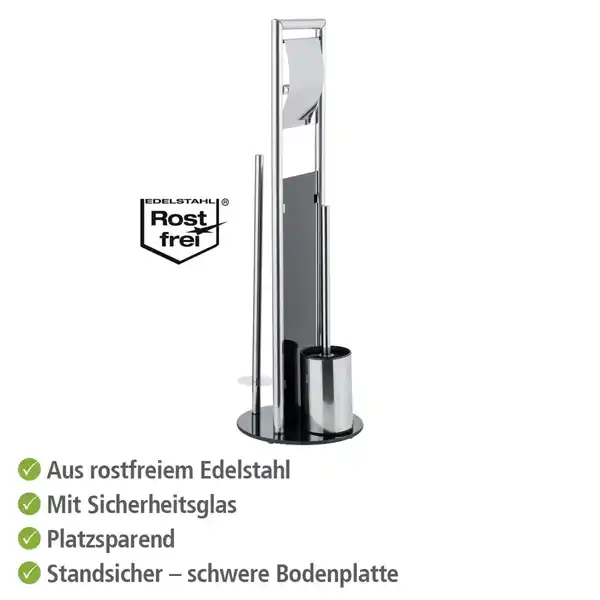 Bild 2 von WC-Garnitur Mod. Ravina Edelstahl glänzend, mit Toilettenbürste, Toilettenpapierhalter & Ersatzrolle