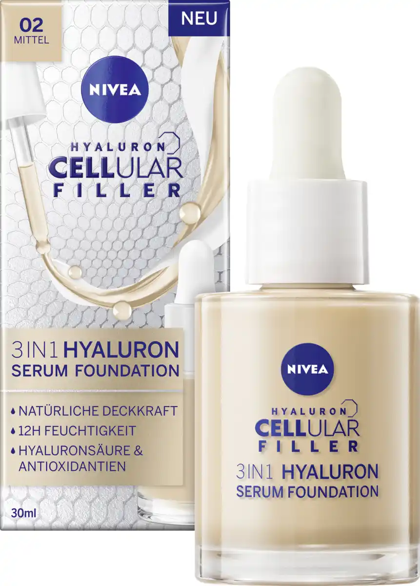 Bild 3 von NIVEA Cellular Filler 3in1 Hyaluron Serum Foundation 02 Mittel, 30 ml