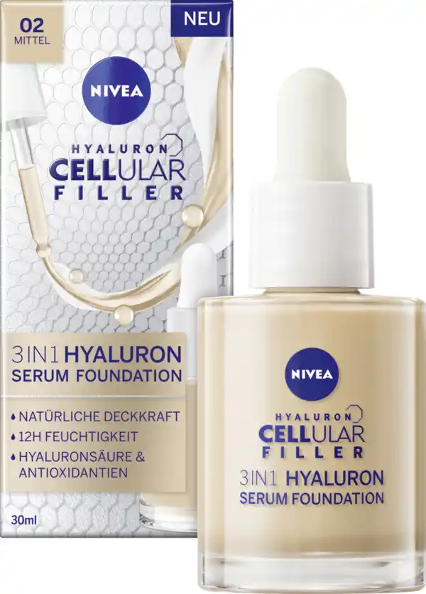 Bild 3 von NIVEA Cellular Filler 3in1 Hyaluron Serum Foundation 02 Mittel, 30 ml