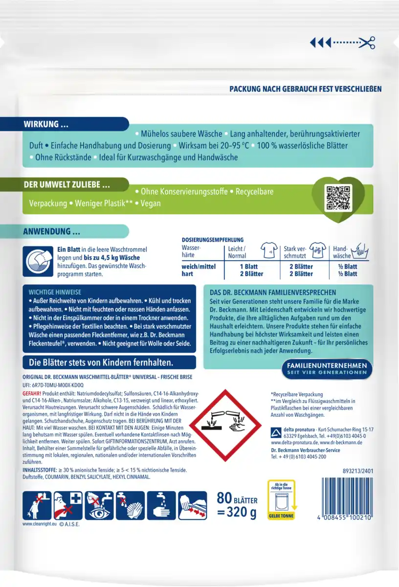 Bild 2 von Dr. Beckmann Magic Leaves Waschmittel-Blätter Universal 80 WL