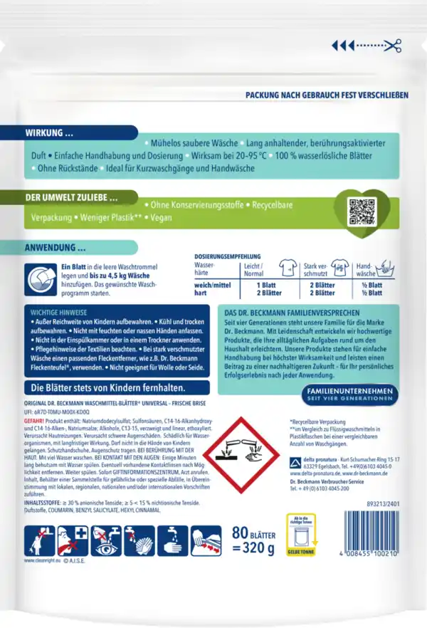 Bild 2 von Dr. Beckmann Magic Leaves Waschmittel-Blätter Universal 80 WL