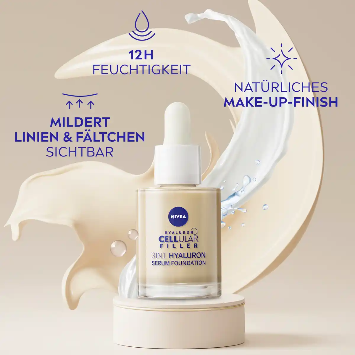 Bild 4 von NIVEA Cellular Filler 3in1 Hyaluron Serum Foundation 02 Mittel, 30 ml
