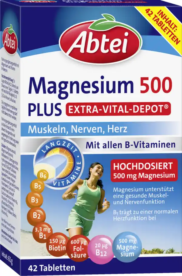 Bild 1 von Abtei Magnesium 500 Plus Extra-Vital-Depot, 61 g