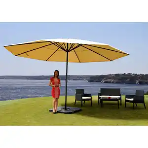 Sonnenschirm Carpi Pro, Gastronomie Marktschirm ohne Volant Ø 5m Polyester/Alu 28kg ~ creme mit Ständer