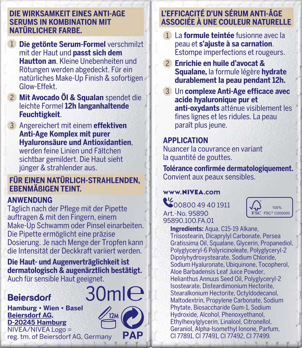 Bild 2 von NIVEA Cellular Filler 3in1 Hyaluron Serum Foundation 02 Mittel, 30 ml