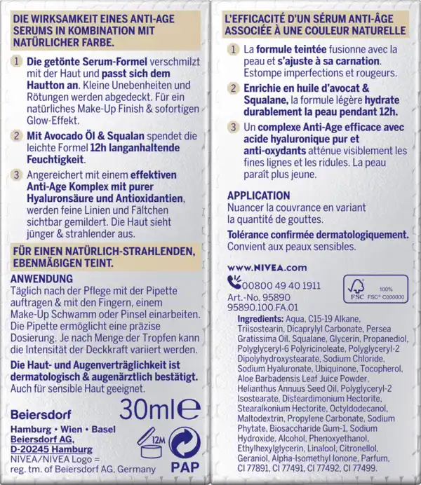 Bild 2 von NIVEA Cellular Filler 3in1 Hyaluron Serum Foundation 02 Mittel, 30 ml