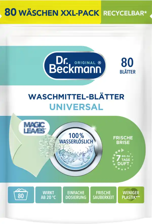 Bild 1 von Dr. Beckmann Magic Leaves Waschmittel-Blätter Universal 80 WL