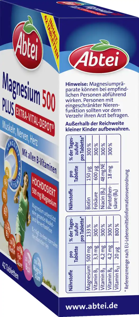 Bild 2 von Abtei Magnesium 500 Plus Extra-Vital-Depot, 61 g