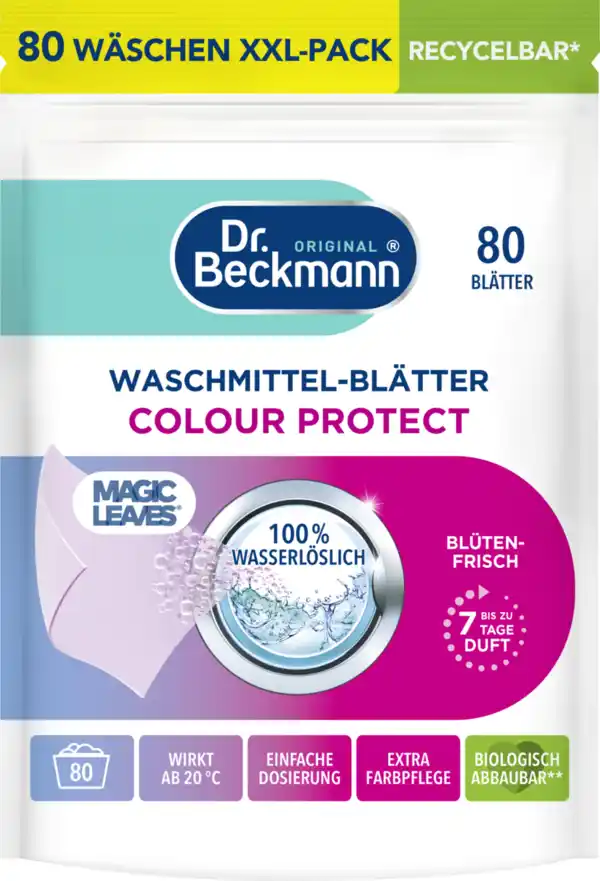 Bild 1 von Dr. Beckmann Magic Leaves Waschmittel-Blätter Colour 80 WL