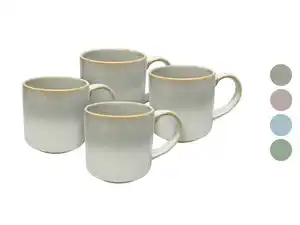 vanWell Kaffeebecher 4erSet 38cl mit Farbglasur Steingut