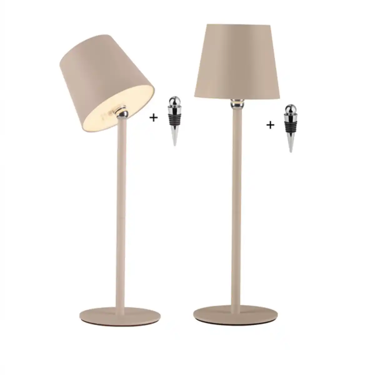 Bild 1 von LED-Akku-Tischleuchte Boteria, inkl. Flaschenaufsatz, 2er Set, sand