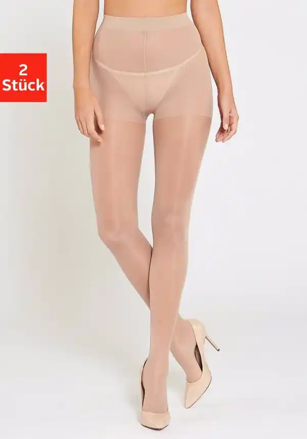 Bild 1 von LASCANA Stützstrumpfhose 40 DEN (2 St) mit Formeffekt, Beige