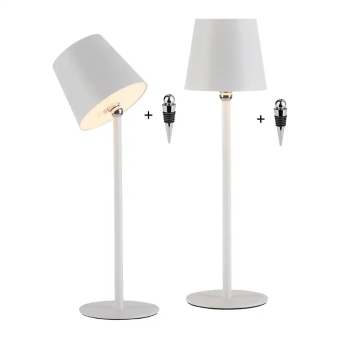 Bild 1 von LED-Akku-Tischleuchte Boteria, inkl. Flaschenaufsatz, 2er Set, weiß