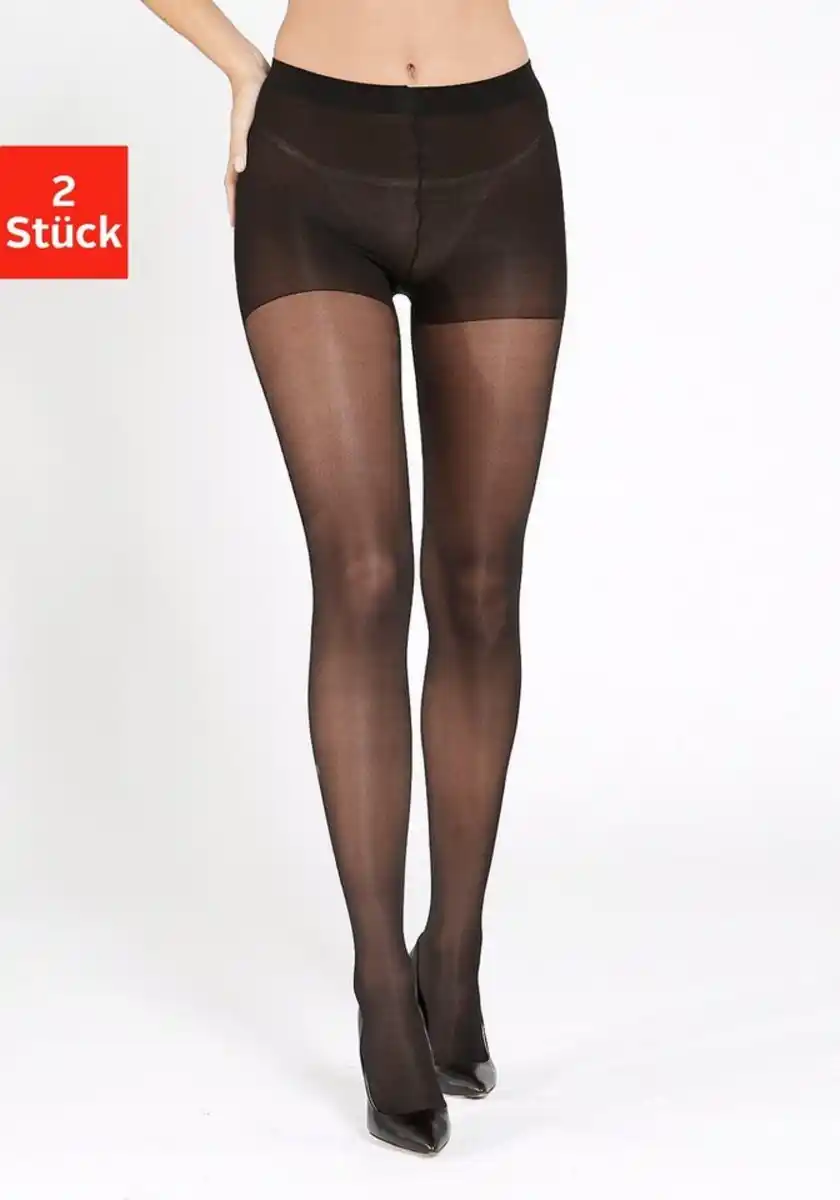 Bild 1 von LASCANA Stützstrumpfhose 40 DEN (2 St) mit Formeffekt, Schwarz