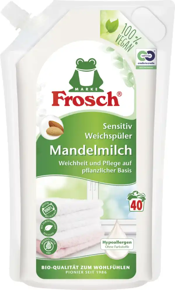 Bild 1 von Frosch Sensitiv Weichspüler Mandelmilch 40 WL