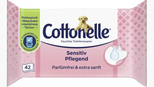 Bild 1 von Cottonelle Feuchtes Toilettenpapier Sensitiv Pflegend parfümfrei & extra sanft