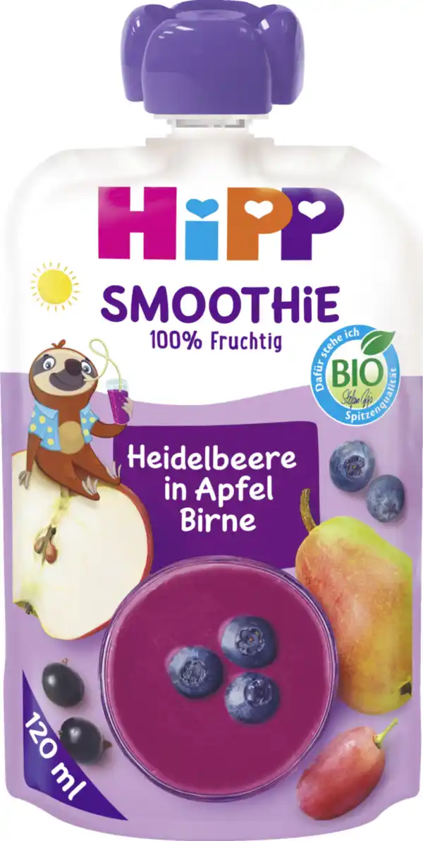 Bild 1 von HiPP Bio für Kinder: Smoothie Heidelbeere in Apfel Birne, 120 ml