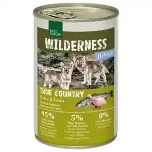 REAL NATURE WILDERNESS Nassfutter für Hunde Junior Huhn mit Lachs 6x400 g