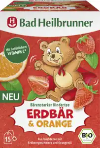 Bad Heilbrunner Bio Früchtetee Bärenstarker Kindertee Erdbär Orange mit natürlichem Vitamin C*, 30 g