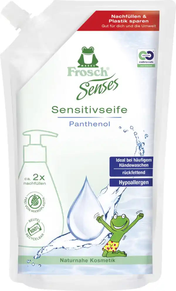 Bild 1 von Frosch Senses Sensitivseife Panthenol Nachfüllbeutel, 500 ml