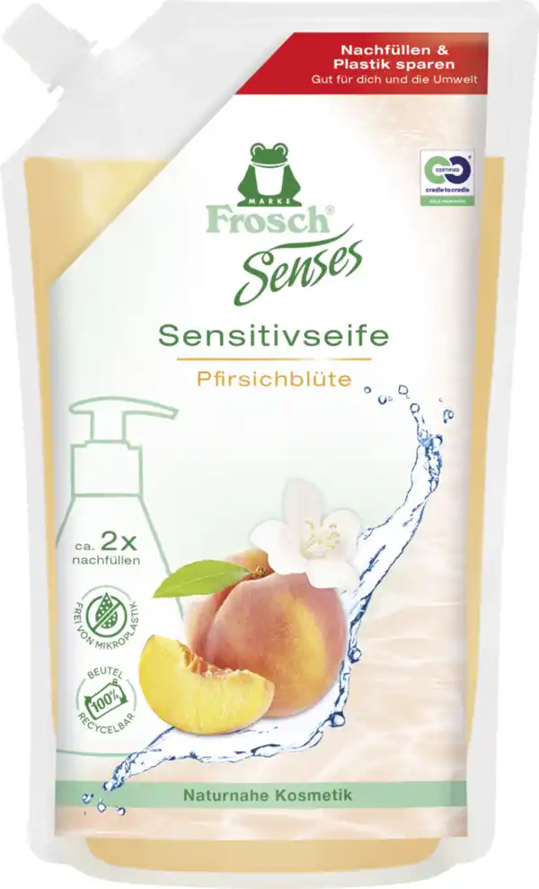 Bild 1 von Frosch Senses Sensitivseife Pfirsichblüte Nachfüllbeutel, 500 ml