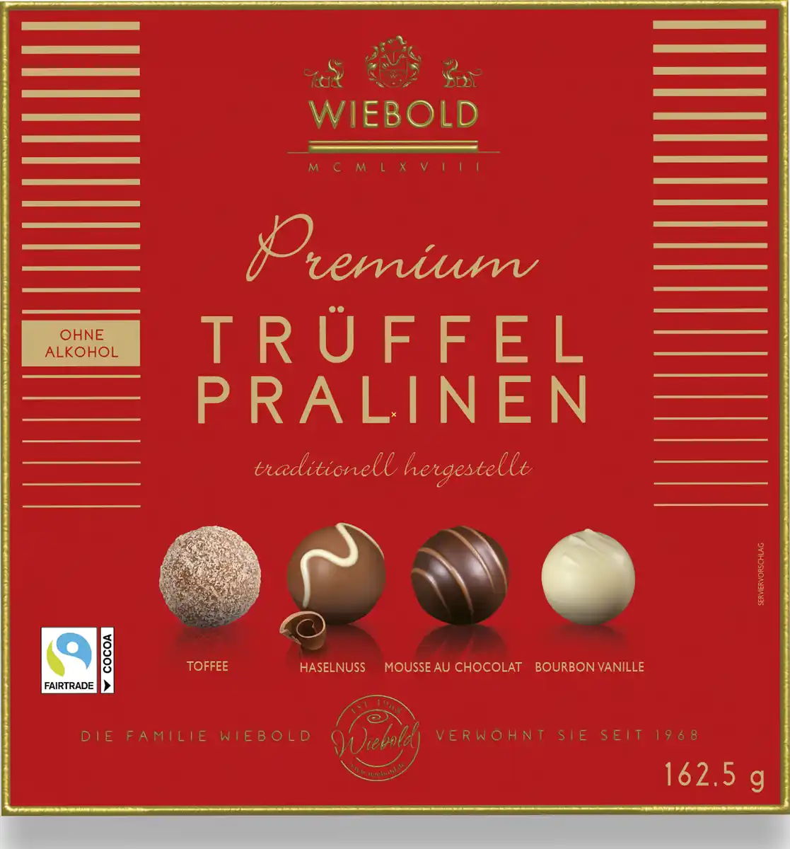 Bild 1 von Wiebold Premium Trüffel Pralinen ohne Alkohol, 163 g