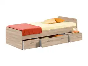 Jugendbett mit Stauraum 90 x 200 cm Sonoma Eiche - BORO