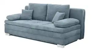 Schlafsofa hellblau inkl. Topper - Bettkasten 203 cm - LINDAU