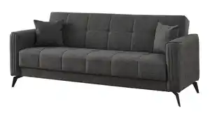 Einzelsofa 3-Sitzer mit Schlaffunktion 220 cm anthrazit - BELSAMO