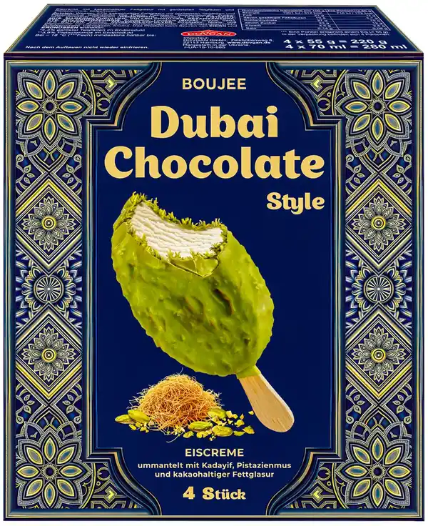 Bild 1 von BOUJEE Eis »Dubai Chocolate Style«, 4 St. = 280-ml-Packg.