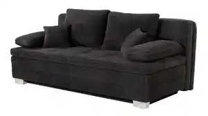 Schlafsofa schwarz inkl. Topper - Bettkasten 203 cm - LINDAU