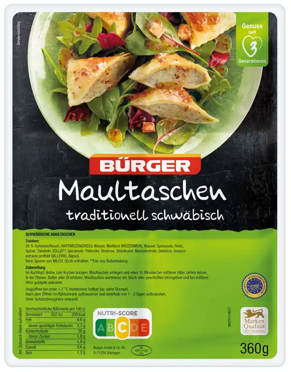 Bild 1 von BÜRGER Maultaschen, 250 - 360-g-Packg.