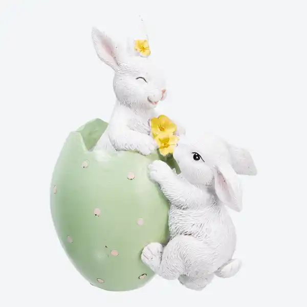 Bild 3 von Deko-Figur Hasenpaar mit Ei, ca. 9x6,5x12cm