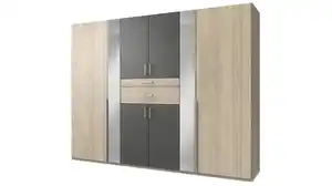 Kleiderschrank mit Spiegel 270 cm - Hickory Oak - grau - XANTEN