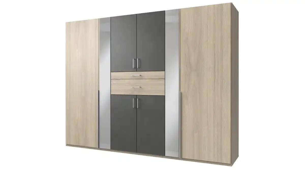 Bild 1 von Kleiderschrank mit Spiegel 270 cm - Hickory Oak - grau - XANTEN