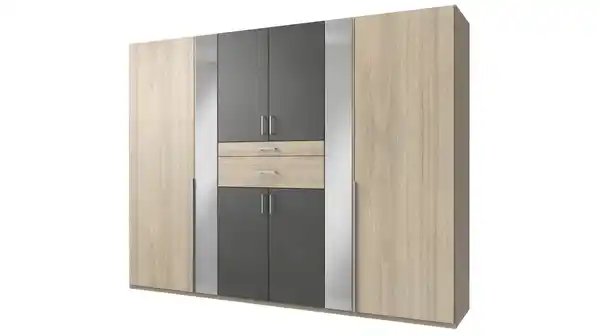 Bild 1 von Kleiderschrank mit Spiegel 270 cm - Hickory Oak - grau - XANTEN