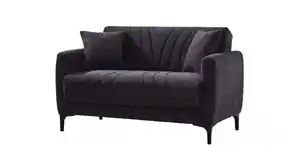 Einzelsofa Cord mit Schlaffunktion 143 cm 2-Sitzer - anthrazit - COMADIO