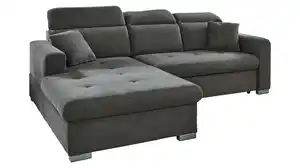 Ecksofa mit Schlaffunktion grau Bettkasten 244 cm - SIGNUM