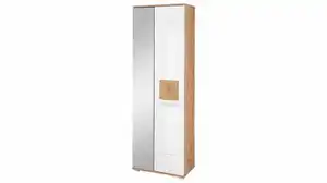 Garderobenschrank weiß hochglanz - Artisan Eiche 195 cm - FUN